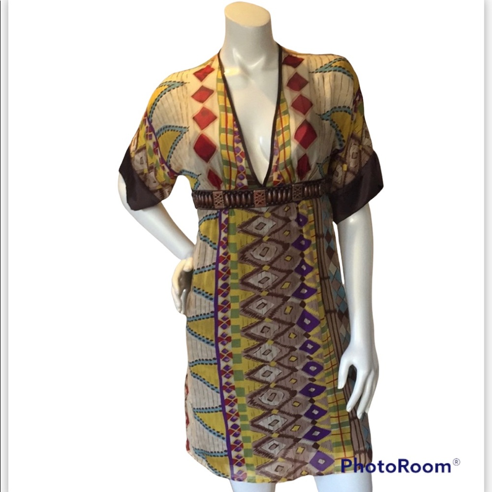 NWOT Beautiful 100% Silk Colorful Dress